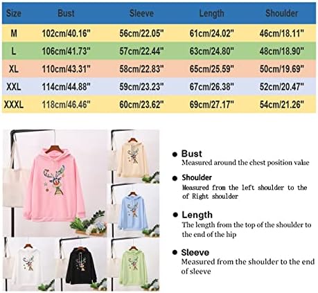 Noel Bayanlar Rahat Düz Renk Baskı Uzun Kollu Kazak Kapüşonlu Sweatshirt Petite Tişörtü Kadınlar için