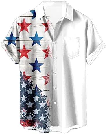 Bmısegm Yaz Erkek Egzersiz Gömlek erkek Amerikan Bayrağı Vatansever Gömlek Erkekler için 4 Temmuz erkek Kısa Uzun
