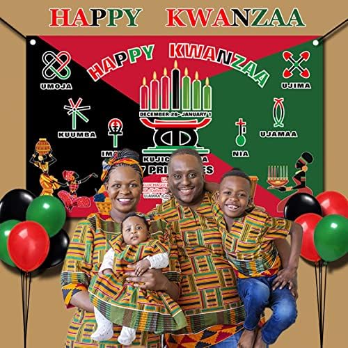 Mutlu Kwanzaa Afiş, 71 X 43 Kwanzaa Zemin ve 15 ADET Kwanzaa Balonlar Kwanzaa fotoğraf arka fonu ile 7 İlkeleri Kwanzaa