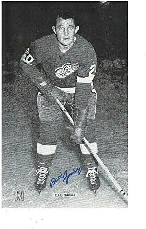 BİLL GADSBY İmzalı Detroit Red Wings Posta Kartı (mavi) - İmzalı NHL Fotoğrafları