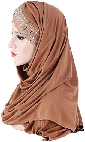 2 Adet Sequins Glitter Alın Çapraz Müslüman Başörtüsü Eşarp Türban Kadın Başörtüsü Kadın Kafa Sarar