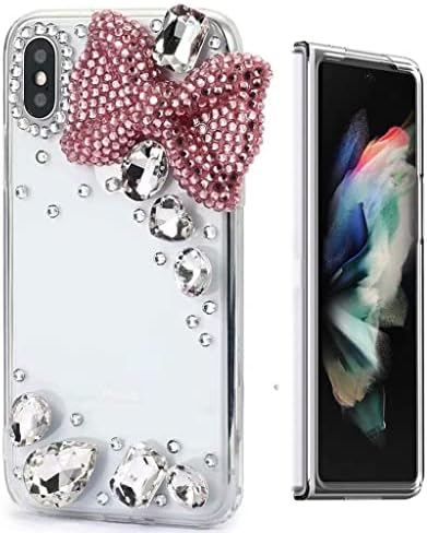 Glitter Zarif Telefon Kılıfı Samsung Galaxy Z Fold 4 5G 2022 ile Uyumlu, AS-Zeke 3D El Yapımı Serisi İlmek Taklidi