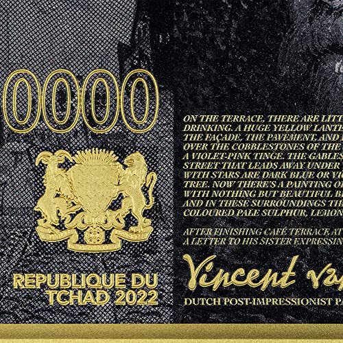 2022 DE Geniş Formatlı Resimler PowerCoin Cafe Teras Gece Vincent Van Gogh Kaplama 2 Oz Gümüş Sikke 10000 Frank Çad