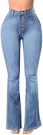 Flare Pantolon Kadınlar için Jean Yüksek Belli Streç Bootcut Jeggings Rahat Rahat Pantolon Kadın Düz Renk Flare Palazzo