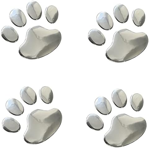LZLRUN 3D Köpek Paw Ayak Izi Sticker Çıkartma Oto araç amblemi Çıkartması Dekorasyon (Gümüş)
