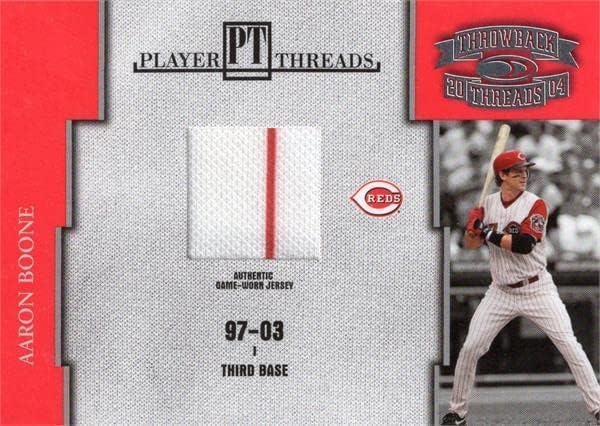 Aaron Boone oyuncu yıpranmış jersey yama beyzbol kartı (Cincinnati Reds) 2004 Donruss Gerileme Konuları PT1 LE 221/250