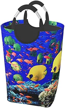 Tropikal Okyanus deniz balığı Baskılı Kirli Giysiler Çanta çamaşır sepeti Kolları İle Katlanabilir Kirli Giysiler