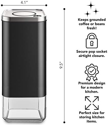 Kaffe Cam Saklama Kabı. Kahve Bidonu-Hava Geçirmez Kapaklı BPA İçermeyen Paslanmaz Çelik (16oz)