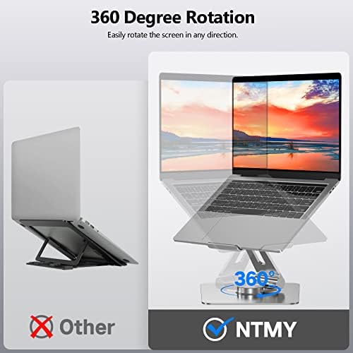 NTMY 360° Dönen Laptop standı, Dizüstü Bilgisayar için Ergonomik Bilgisayar Standı, 17 İnç'e kadar Dizüstü Bilgisayarlar