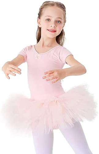 Kızlar Bale Tutu Leotard Çocuk Pamuk Dans Kısa Kollu Etekler Kostümleri Giyinmek Kıyafet