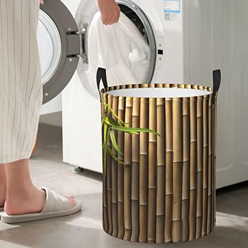 Bahar Bambu çamaşır sepeti Yuvarlak çamaşır sepeti Kolu İle Yatak Odası Banyo Çamaşır