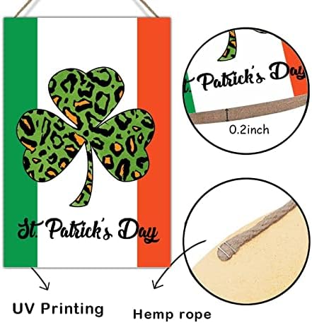 İrlanda Bayrağı Leopar Ekose Şanslı Yonca Ahşap Duvar Sanatı Plak St Patrick Günü Yeşil Yonca İrlandalı Dekor Asılı
