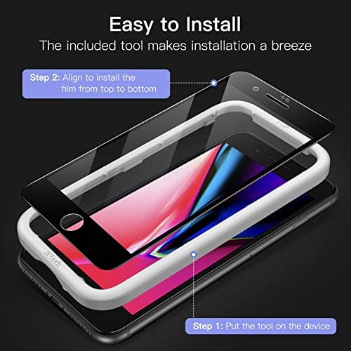 JETech Tam Kapsama Ekran Koruyucu için iPhone 8 Artı/7 Artı 5.5-İnç, siyah Kenar Temperli Cam Filmi ile Kolay Kurulum