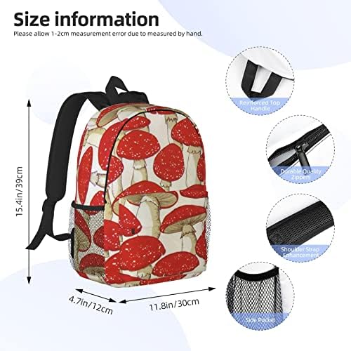 EWMAR kırmızı beyaz mantar 15 inç hafif öğrenci sırt çantası seyahat sırt çantası bilgisayar çantası baskı