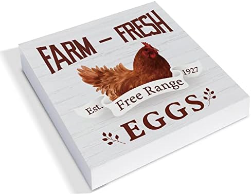Çiftlik evi Tavuk Ahşap kutu işareti Dekor Masa İşareti Taze Tavuk Yumurtası Ahşap Kutu Blok İşareti Rustik Ev mutfak