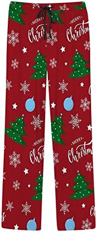 Noel Pantolon Pijama Yüksek Bel Kar Tanesi Grafik Pijama Altları Noel İpli Spor Atletik dinlenme pantolonu