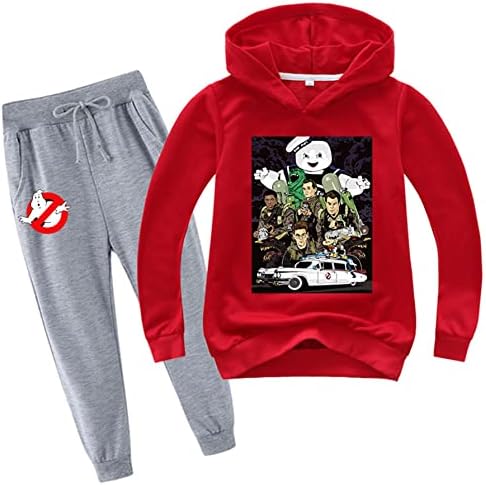 Waroost Küçük / Büyük Erkek Kız Ghostbusters Kapüşonlu Sweatshirt Hoodie ve Sweatpants Takım Elbise, 2 Adet Kıyafet