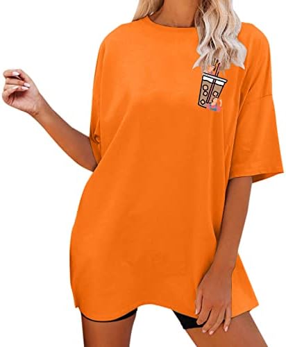 Büyük boy Gömlek Kadın, Harfler Grafik Baskı Kısa Kollu O Boyun Moda Tişörtleri Komik T Shirt Kadınlar için