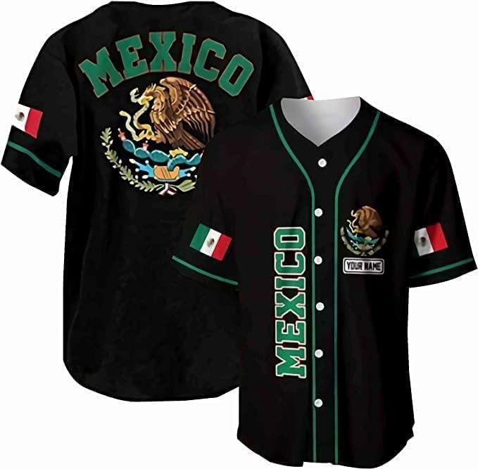 Kişiselleştirme Meksika Meksika Kartal AOP Beyzbol Forması Unisex XS-5XL, Meksika Beyzbol Forması, Meksika Beyzbol