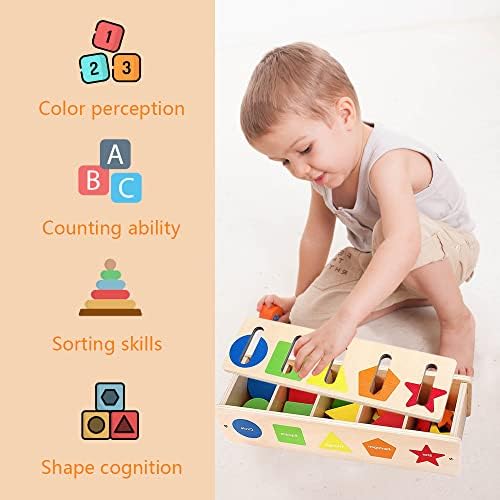Montessori Oyuncak Şekil Sıralama ve Renk Eşleştirme Kutusu Oyuncak Toddlers için Eğitici Sıralama Oyuncak saklama