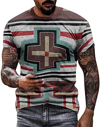 ZHDD Asker kısa Kollu tişörtler Mens için Moda Sokak 3D Aztek Grafik Moda Tee Tops Retro Kas Casual Tshirt Tankı Üstleri