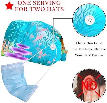 OELDJFNGSDC 2 Packs Balık Büyük Küçük Zeplin Çalışma Kap Düğmeleri ile Ter Bandı Ayarlanabilir Şapka Kravat Geri Şapka