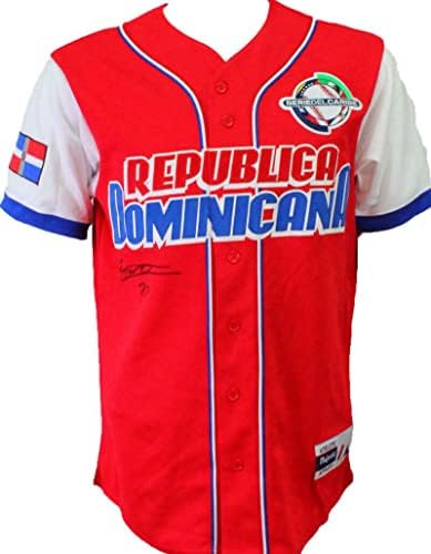 Vladimir Guerrero Jr. İmzalı Dominik Cumhuriyeti Kırmızı Majestic Forması - BA Holo İmzalı MLB Formaları