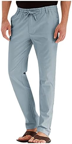 Ymosrh Erkek Sweatpants rahat pantolon Gevşek Büyük Elastik Bel Pamuk Çok Yönlü Düz Renk Sweatpants Jogger Terlemeleri