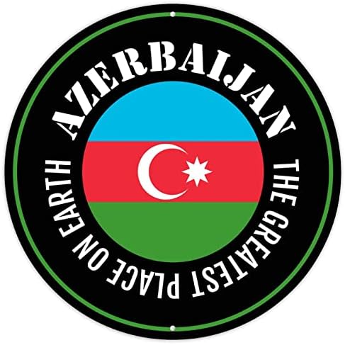 CowkissSign Azerbaycan Bayrağı Metal Duvar Dekor İşareti Dünyadaki En Büyük Yerler Azerbaycan Metal Plak İşareti Ülke