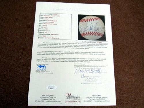 Hank Aaron 715 Home Run Braves Auto Hof İmzalı Vtg Gu'ed Onl Beyzbol Jsa Loa İmzalı Beyzbol Topları