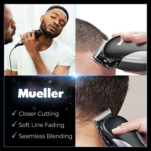 Mueller Ultragroom Saç Kesme Makinesi ve Düzeltici, Pro Renkli Saç Kesimi Seti, Erkekler ve Kadınlar için, 12 Kılavuz