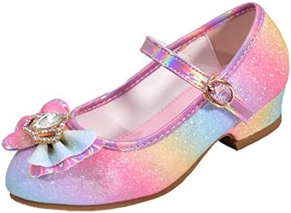 Qvkarw Çocuk Ayakkabı İle Elmas Parlak Sandalet Prenses Ayakkabı Yay Yüksek Topuklu Gösterisi Prenses Ayakkabı Light
