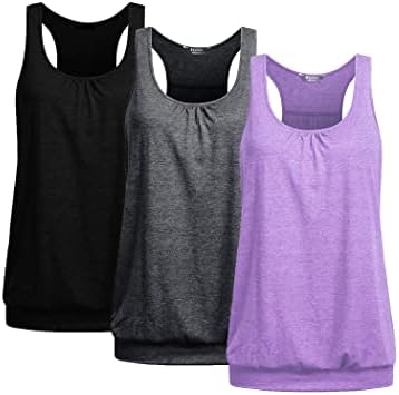 Beyove Racerback Tankı Üstleri Kadınlar için Yoga Atletik Egzersiz Üstleri Kolsuz Gevşek Fit Kas Gömlek Giyim 3 Paket