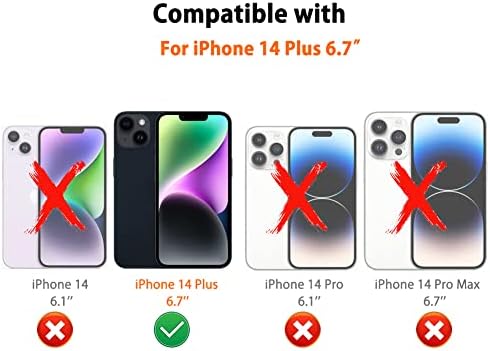 Flip PU Deri Telefon Kılıfı ile Uyumlu iPhone 14 Plus Kılıf Kredi Kartı Tutucu ile 6.7 Kickstand Koruyucu Kapak (Kahverengi,