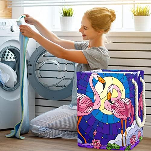 Inhomer Flamingo Vitray Büyük çamaşır sepeti Su Geçirmez Katlanabilir Giysi Sepeti Sepet Giyim Oyuncak Organizatör,