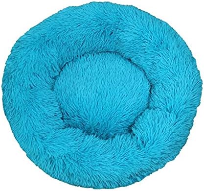 MMyydds Peluş köpek yatağı Ev Yuvarlak Düz Renk Uyku Yuva Pet Köpek Kedi Yavru Köpek Sıcak Yastık Kanepe (Renk: Mavi,