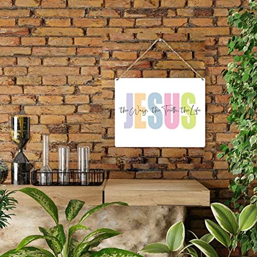 İsa Yolu Gerçeği Hayat İncil Ayet Ahşap Işareti Rustik Hıristiyan Ahşap Asılı Plak Ev Ofis Duvar Sanatı Dekorasyon