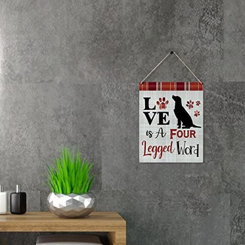 Köpek Sevgilisi İşareti Hediye Çiftlik Evi Aşk Dört Ayaklı bir Kelime Ahşap Asılı İşareti Plak Modern Duvar sanat