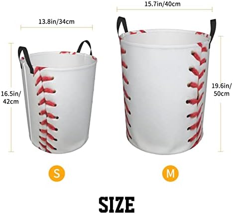 Dujıea Beyzbol çamaşır sepeti Yuvarlak Saplı, Katlanabilir Katlanabilir kanvas saklama kutusu Kirli Giysiler Çanta