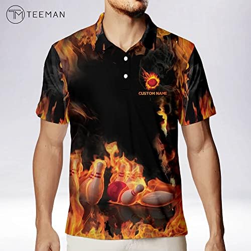 TEEMAN Özel Bowling Gömlek Erkekler için, erkek Komik Bowling Gömlek Kısa Kollu Polo, Bowling Forması Takım için