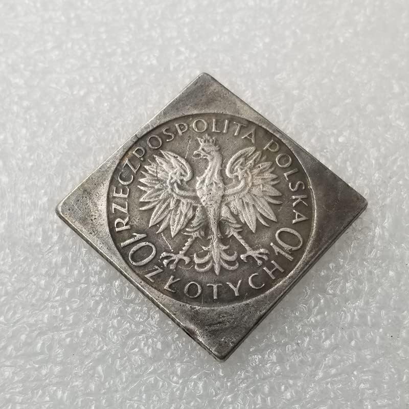 QİNGFENG Antika El Sanatları 1863-1933 Lehçe Pirinç Gümüş Kaplama Yaşlı Gümüş Dolar 1154