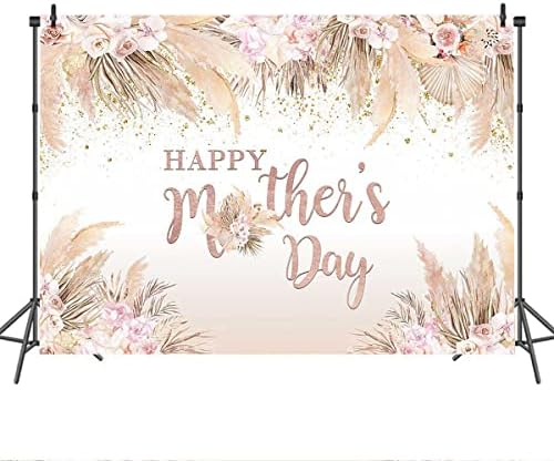 Mocsıcka Mutlu anneler Günü Zemin Boho Chic Pembe Çiçekler Anneler Günü Doğum Günü Arka Plan Kadınlar için Vinil Bohemian