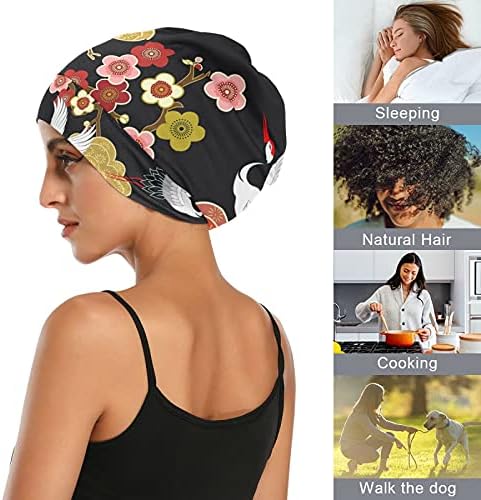 Bir Tohum İş Kap Uyku Şapka Bonnet Beanies Kırmızı Siyah Altın Kuşlar Vintage Çiçek Çiçek Kadınlar için Saç Şapkalar