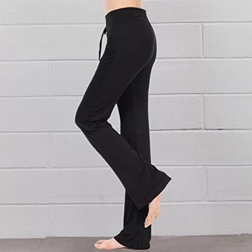 Vickyleb Bayan Yoga Pantolon Düz Bacak Rahat İpli Koşu Uzun Aktif Rahat İş rahat pantolon Kadınlar için Uzun