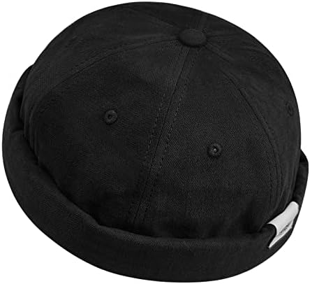 Clakllie Docker Şapka Brimless Takke Haddelenmiş Manşet Retro Bere Şapka Hiçbir Ağız Izle Kap Ev Sahibi Şapka Hip