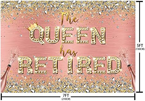AIBIIN 7x5ft Kraliçe Emekli Zemin Mutlu Emeklilik Kadın Kraliçe Veda Partisi Gül Altın Glitter Elmas Şampanya Taç