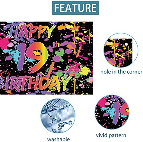 Joyiou Mutlu 19th Doğum Günü Zemin Afiş Süslemeleri, Neno Karanlıkta Parlayan 19th Doğum Günü Partisi İşareti Malzemeleri