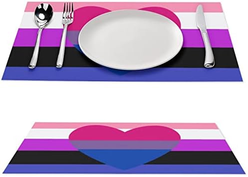 Genderfluid Biseksüel Gurur Bayrağı PVC Masa Paspaslar Yıkanabilir Placemats Masa Örtüsü masa pedi yemek masası için