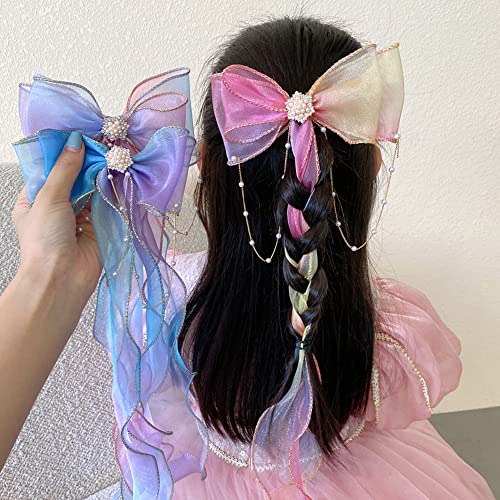 2 adet Mermaid Unicorn Parti Hediyeler Kızlar için, Yanardöner Saç Yay Klip Prenses saç tokası Saç Tokası ile Şerit