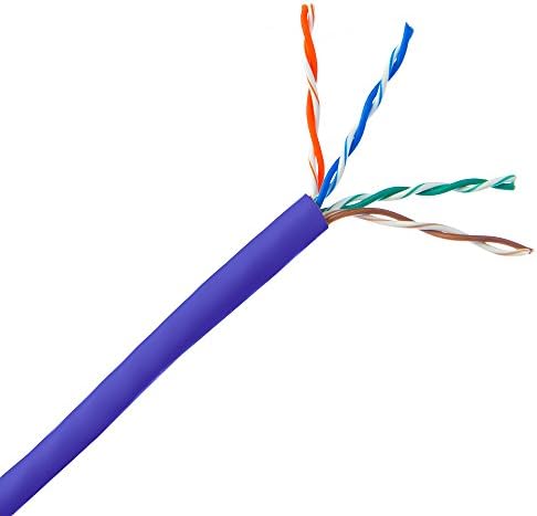 ACL 1000 Feet Cat5e Ethernet Kablosu, Telli, UTP (Korumasız Bükümlü Çift), Çekme Kutusu, Mor, 1 Paket